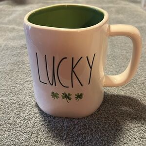 Rae Dunn Lucky Mug - white and Green